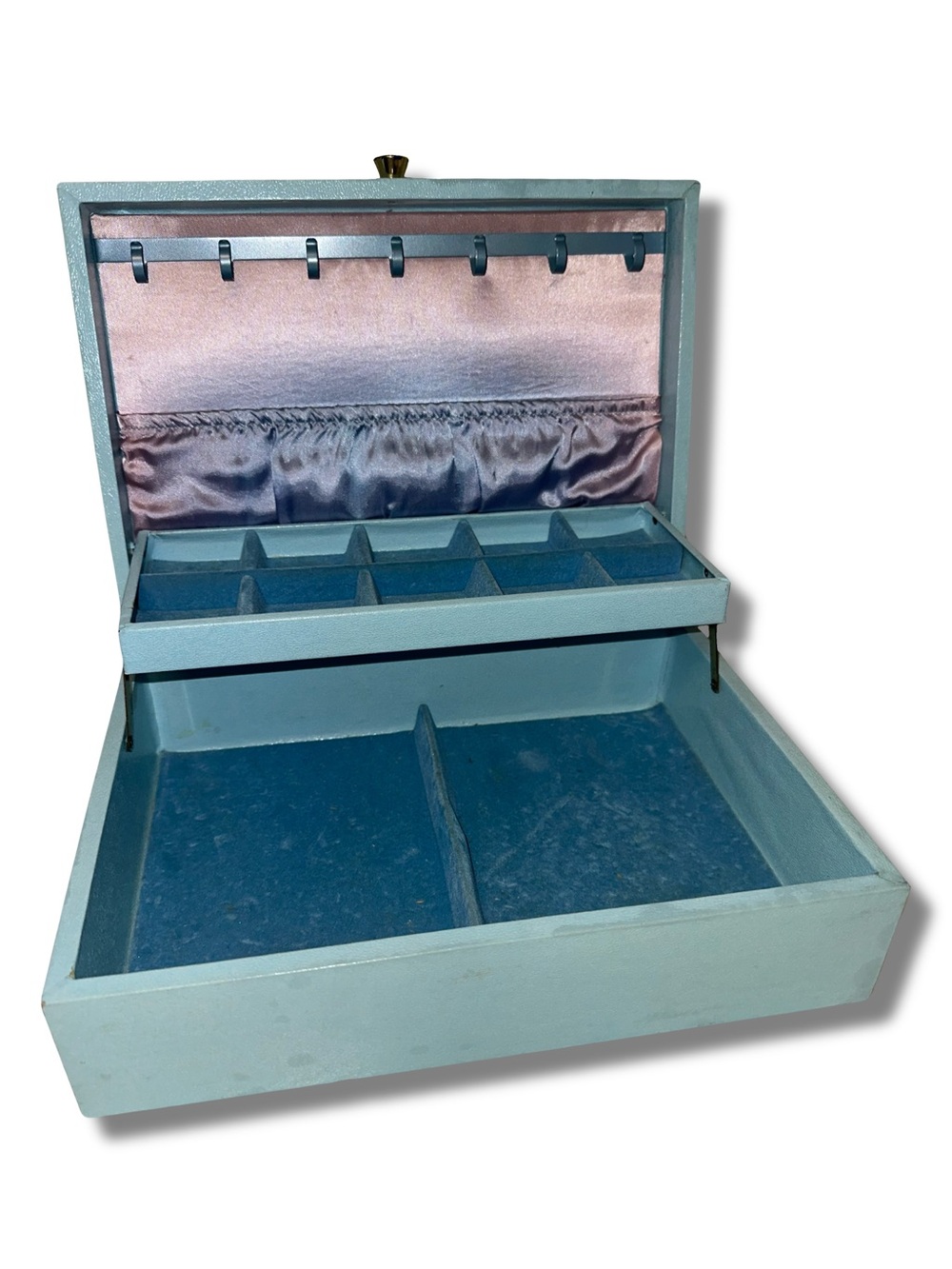 Vtg Blue Jewelry Box